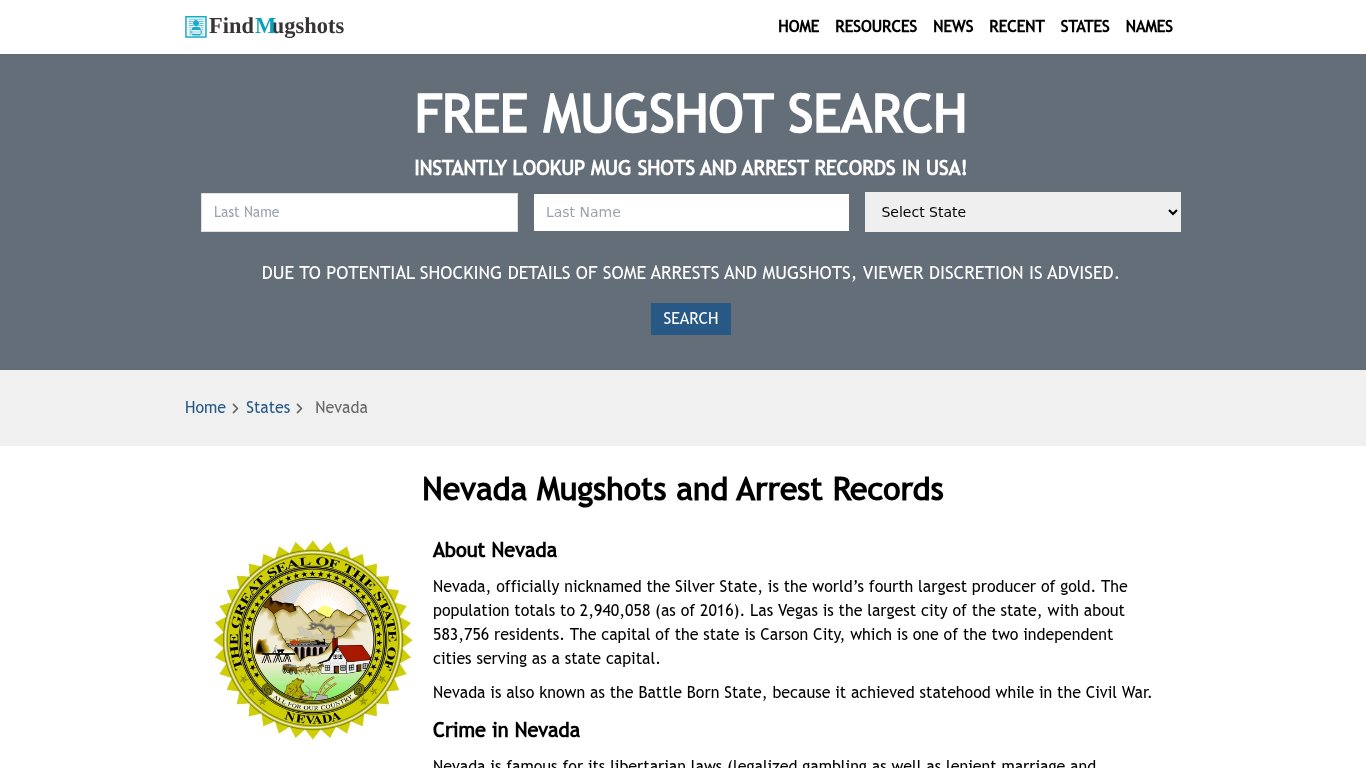 Find Nevada Mugshots - Find Mugshots