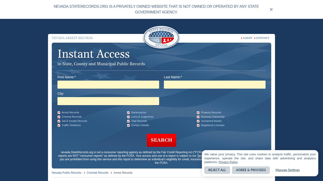Nevada Arrest Records | StateRecords.org