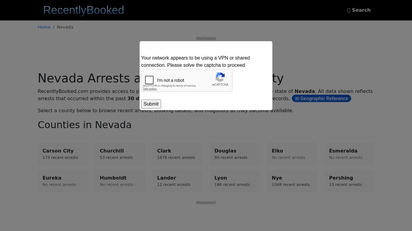 Recent bookings, Arrests, Mugshots in Nevada - Recently Booked